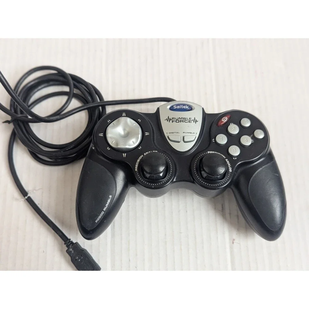 Lot Of 2 Saitek P2500 Rumble Precision Analog & P 990 Dual Analog Controller